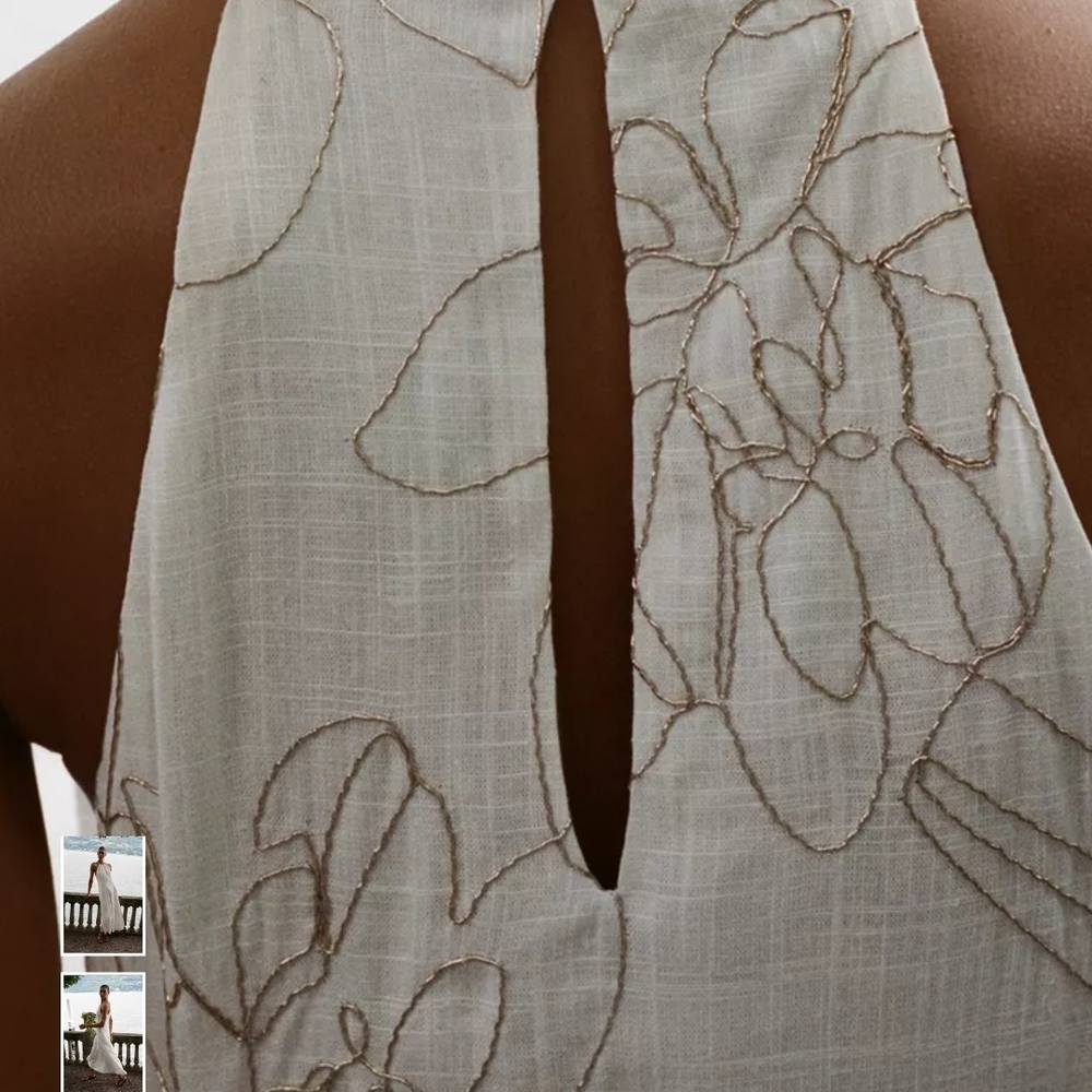 Zara Elegant Cream Halter Midi Dress - Picture 4 of 10